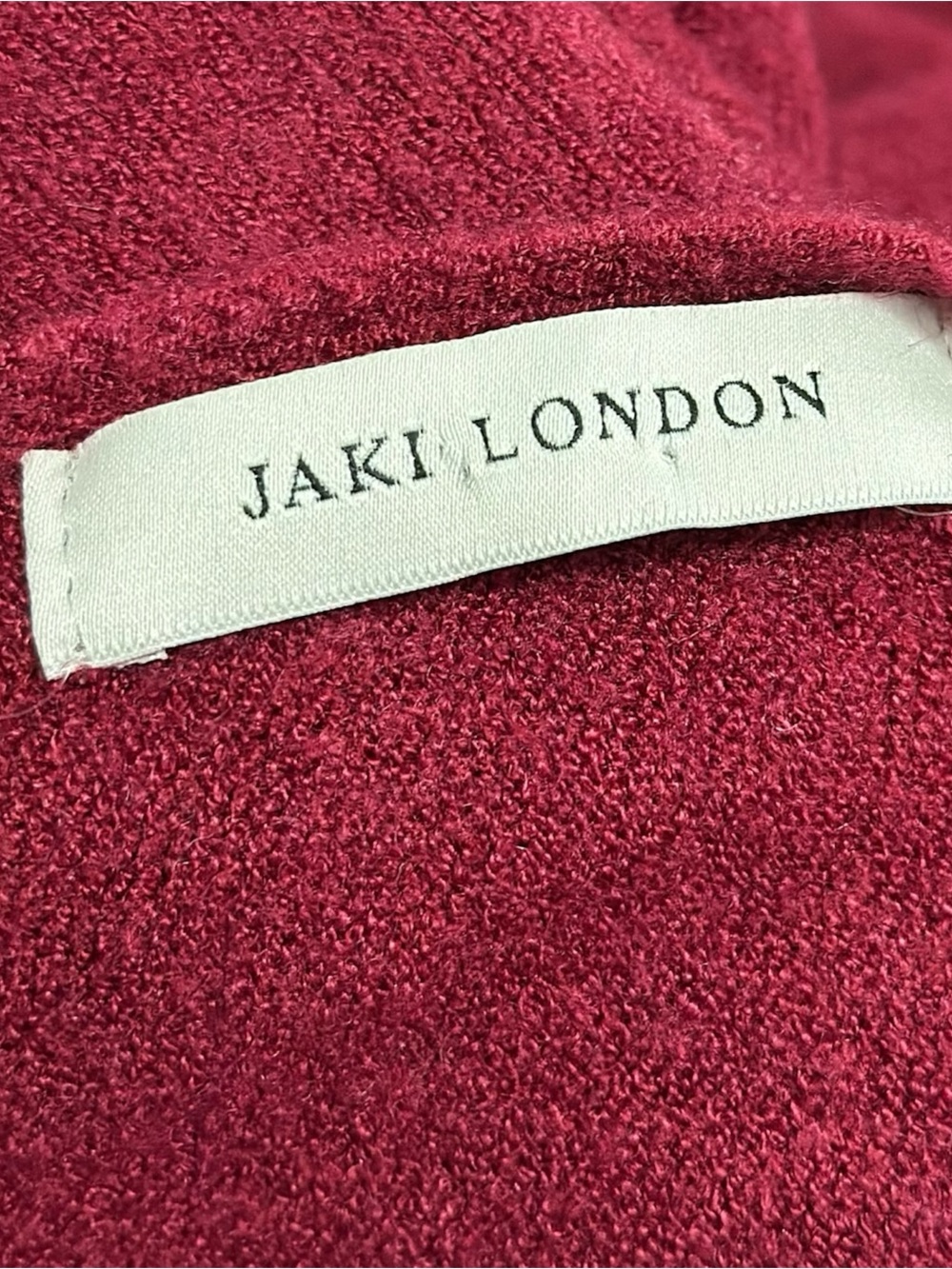 JAKI LONDON Asymmetric Draped Knit Sweater, Carmine, L/XL - Picture 6 of 6